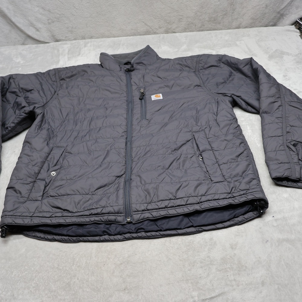 Carhartt Jacket Mens Large Gray Gilliam Quilted Full Zip Insulated Wind Rain